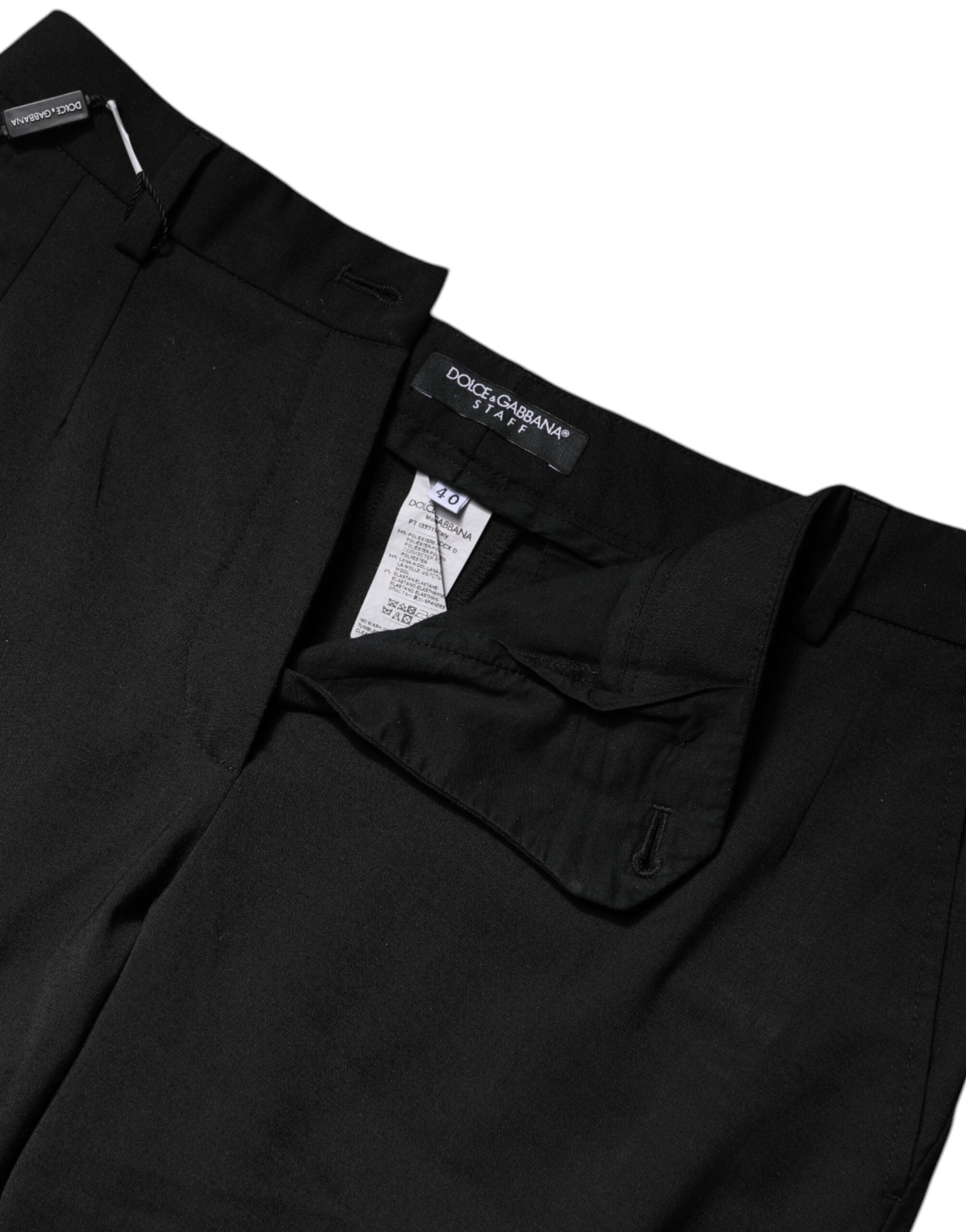 Dolce & Gabbana Black Polyester High Waist Slim Pants