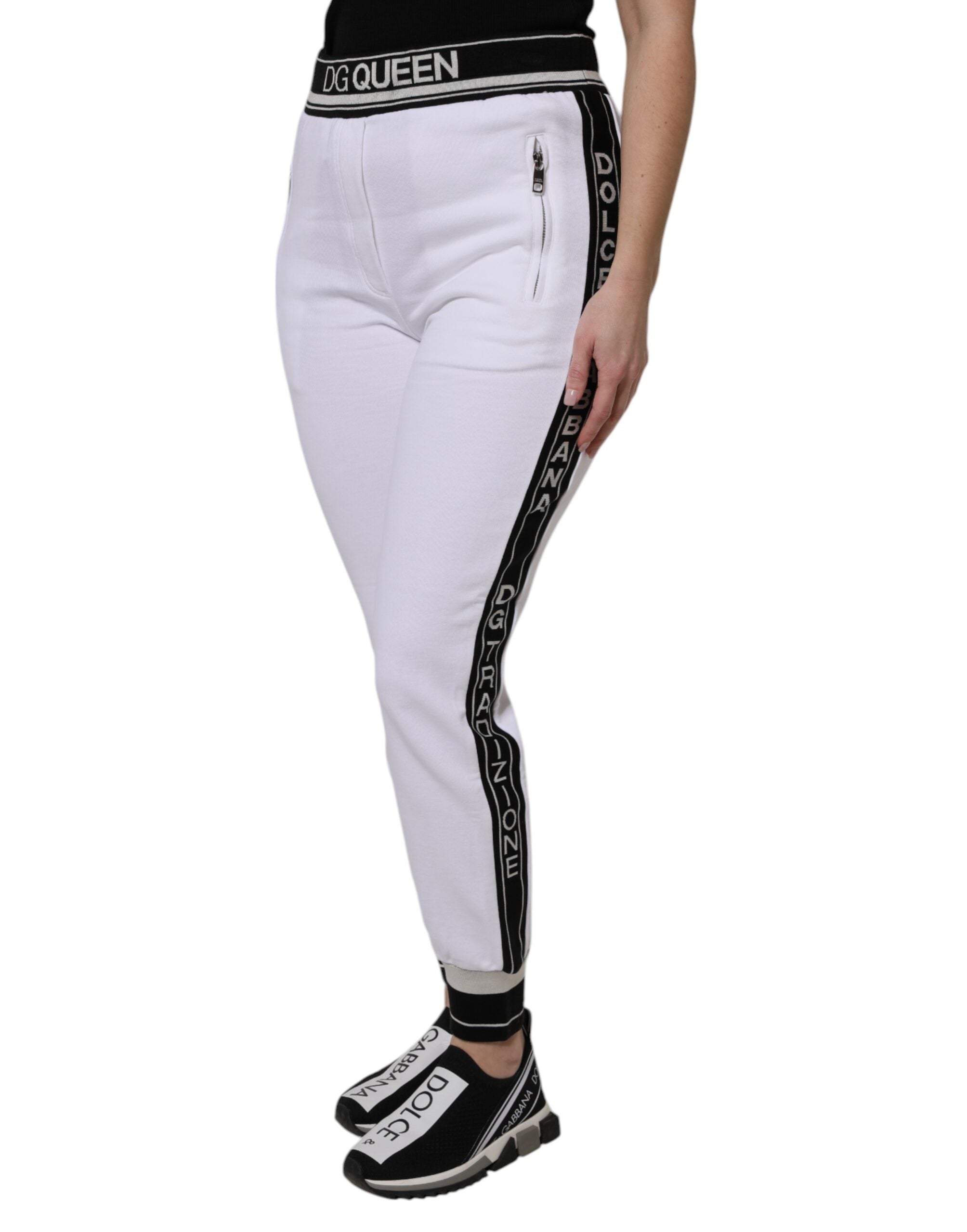 Dolce & Gabbana White Cotton Stretch Jogger Sweatpants Pants
