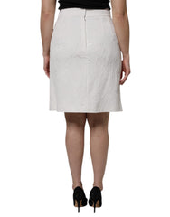 Dolce & Gabbana White High Waist Knee Length Pencil Skirt