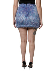 Dolce & Gabbana Multicolor Plush Fabric High Waist Mini Skirt