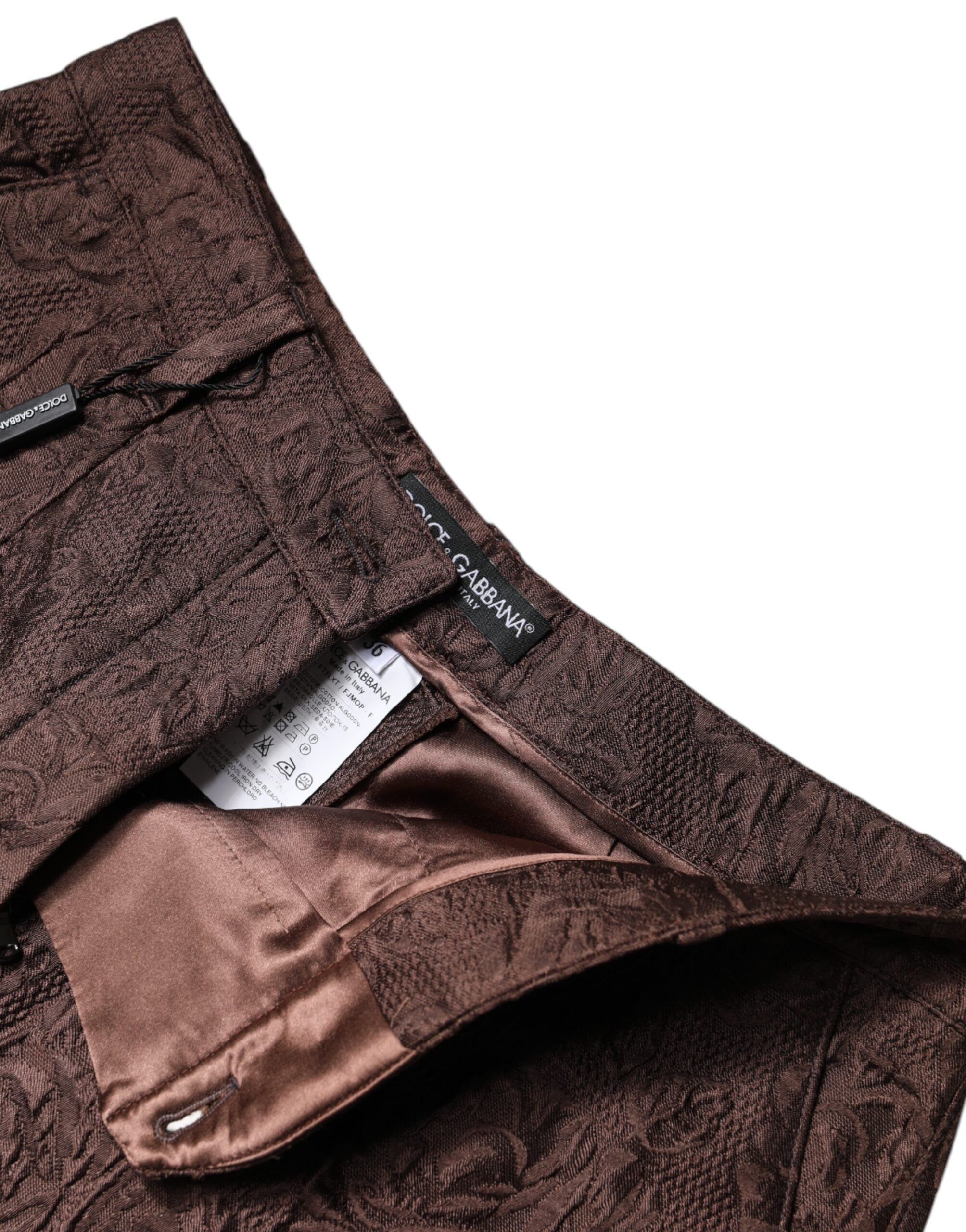 Brune blomsterbrokade minishorts med høy midje