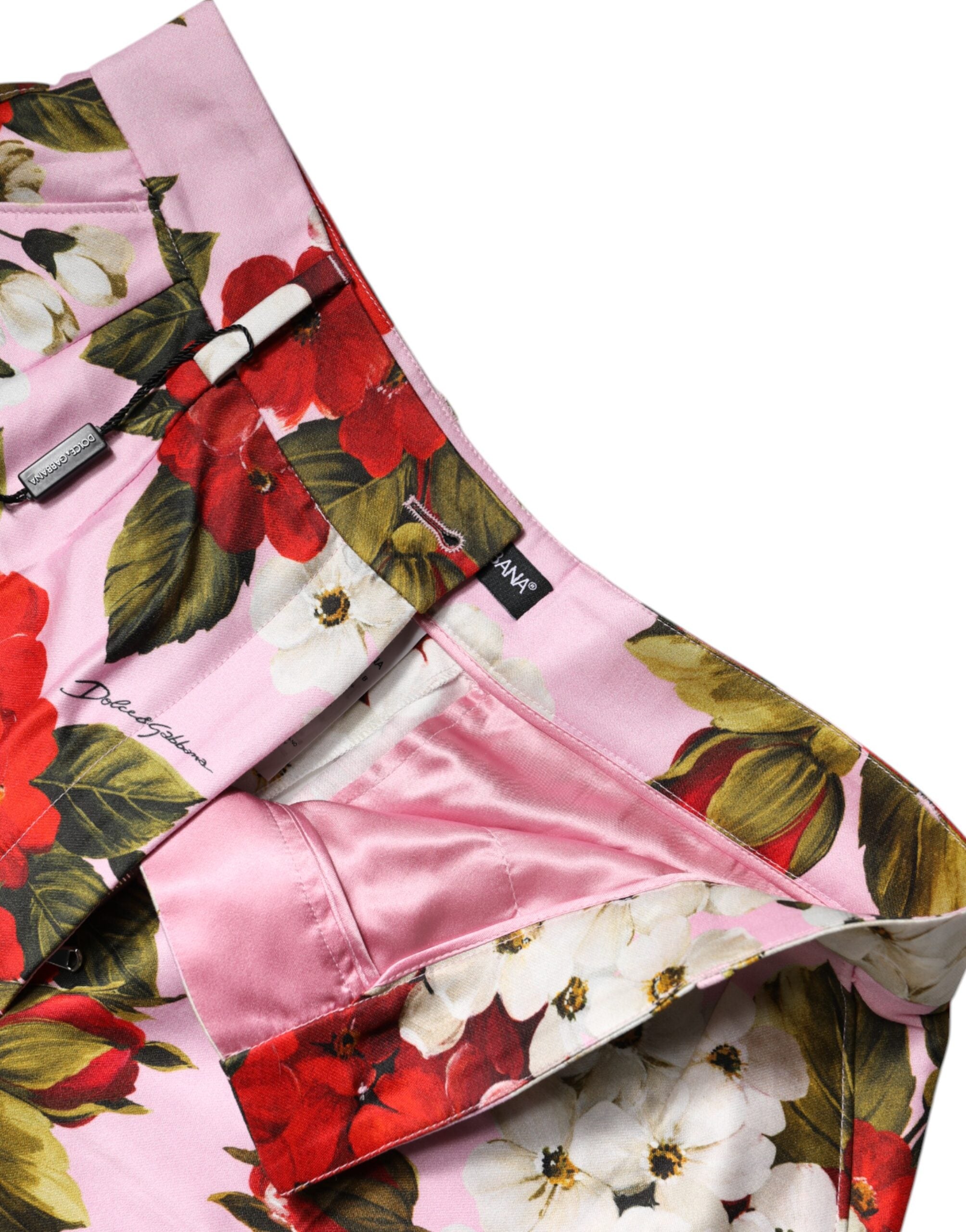 Rosa blomsterprint hotpants shorts med høy midje