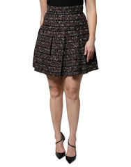 Dolce & Gabbana Multicolor High Waist Tartan Tweed Mini Skirt