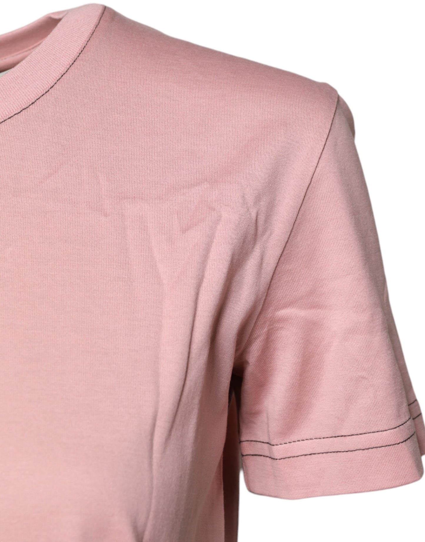 Dolce &amp; Gabbana Rosa Logotyptryckt Bomulls-T-shirt med Rund Hals