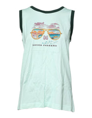 Dolce & Gabbana Light Green Graphic Print Sleeveless Tank T-shirt