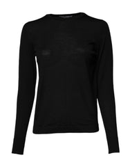 Dolce & Gabbana Black Wool Knit Crew Neck Pullover Sweater