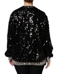 Dolce & Gabbana Black DG Queen Sequin Pullover Sweater