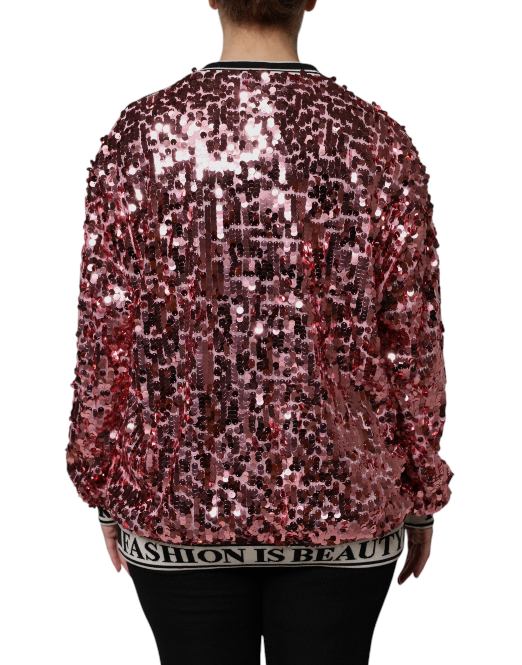 Dolce & Gabbana Pink DG Queen Sequin Pullover Sweater