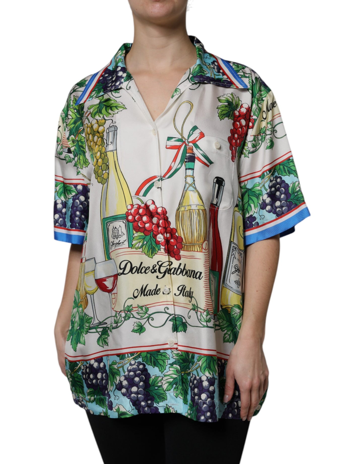 Dolce &amp; Gabbana Flerfärgad Kortärmad Sidentopp Mat
