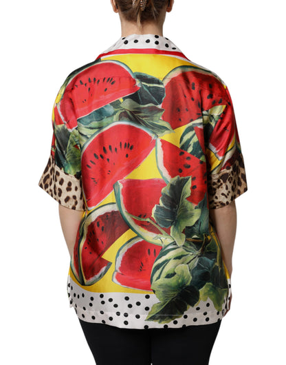 Dolce &amp; Gabbana Flerfarget Vannmelon Krage Skjortopp
