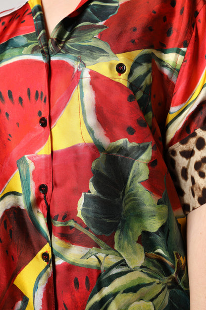 Dolce &amp; Gabbana Flerfarget Vannmelon Krage Skjortopp