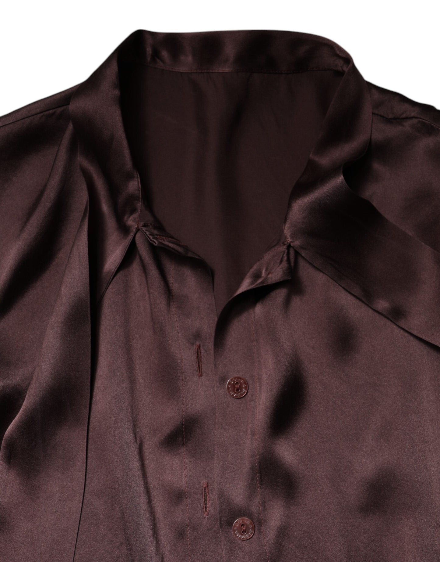 Dolce &amp; Gabbana Brun Ascot-krage Långärmad Blus Topp
