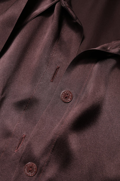 Dolce &amp; Gabbana Brun Ascot-krage Långärmad Blus Topp