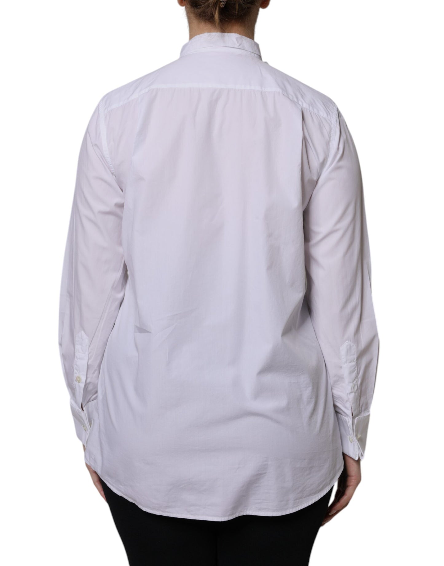 Dolce &amp; Gabbana Vit Ascot-krage Långärmad Blus Topp
