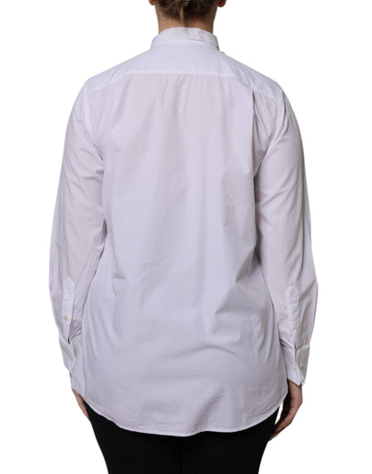Dolce &amp; Gabbana Vit Ascot-krage Långärmad Blus Topp