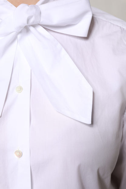 Dolce &amp; Gabbana Vit Ascot-krage Långärmad Blus Topp