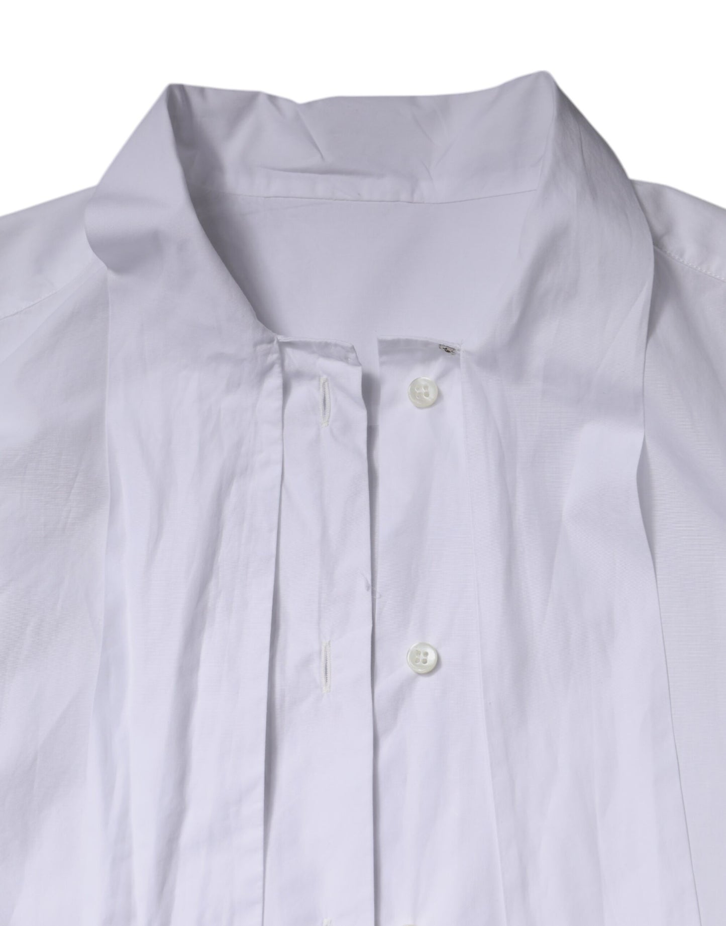 Dolce &amp; Gabbana Vit Ascot-krage Långärmad Blus Topp