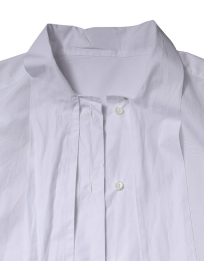 Dolce &amp; Gabbana Vit Ascot-krage Långärmad Blus Topp