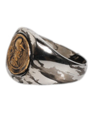 Dolce & Gabbana Silver Tone Engraved Two Color Real Brass Ring