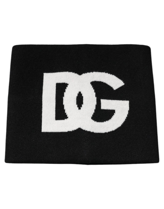 Dolce & Gabbana Black Cashmere DG Logo Square Handkerchief Scarf