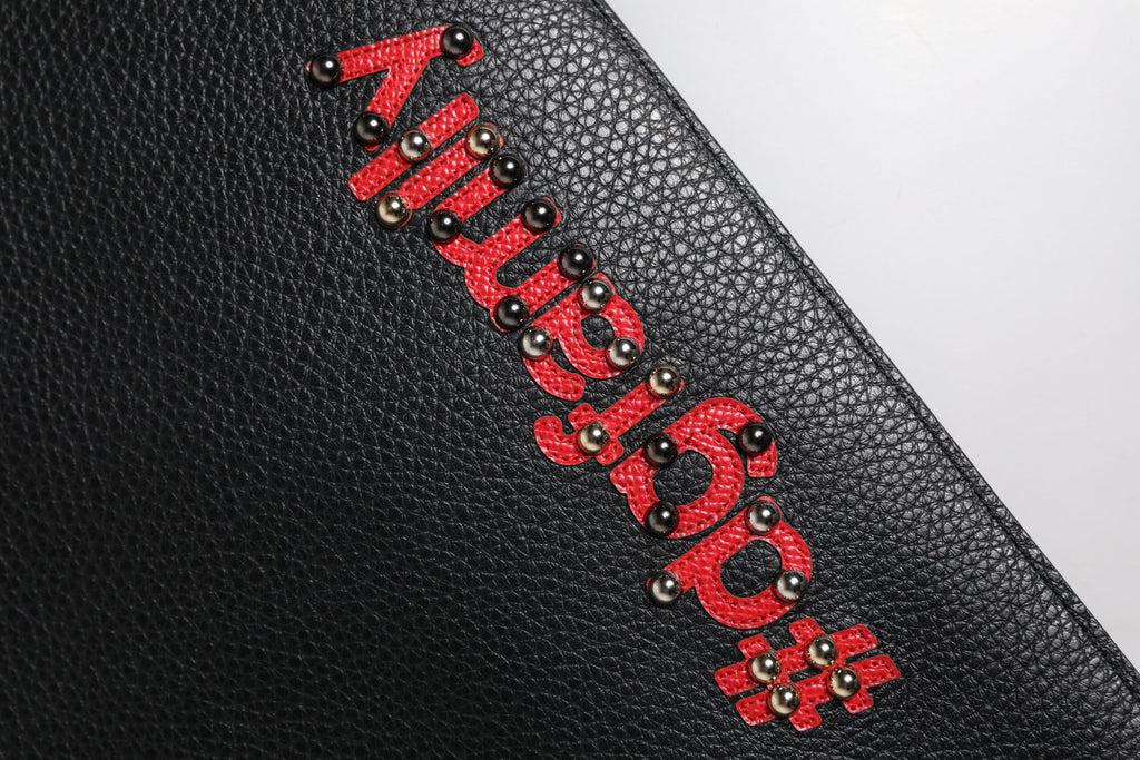 Svart #DGFamily utsmykket clutch i skinn
