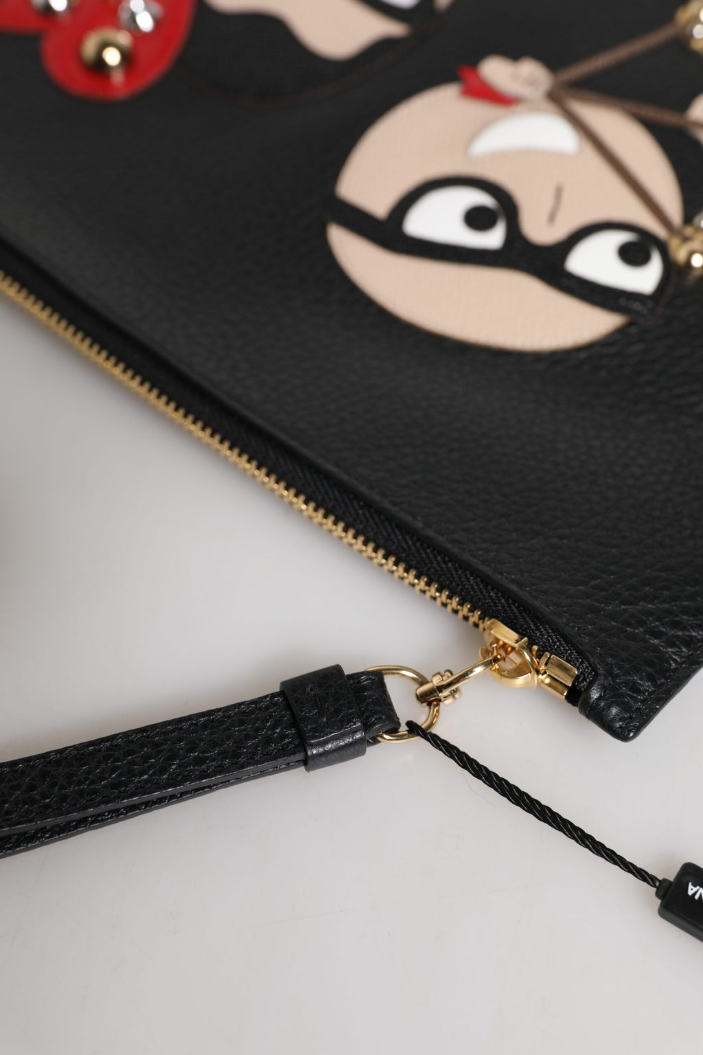 Svart #DGFamily utsmykket clutch i skinn