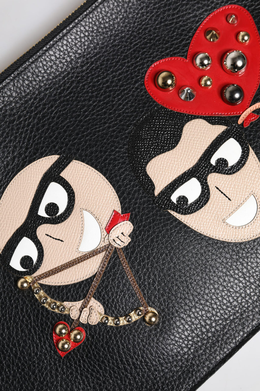 Svart #DGFamily utsmykket clutch i skinn