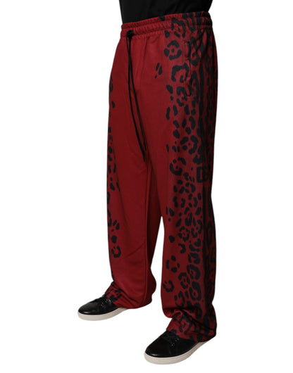 Dolce &amp; Gabbana Røde Leopardprint Polyester Herre Joggebukser