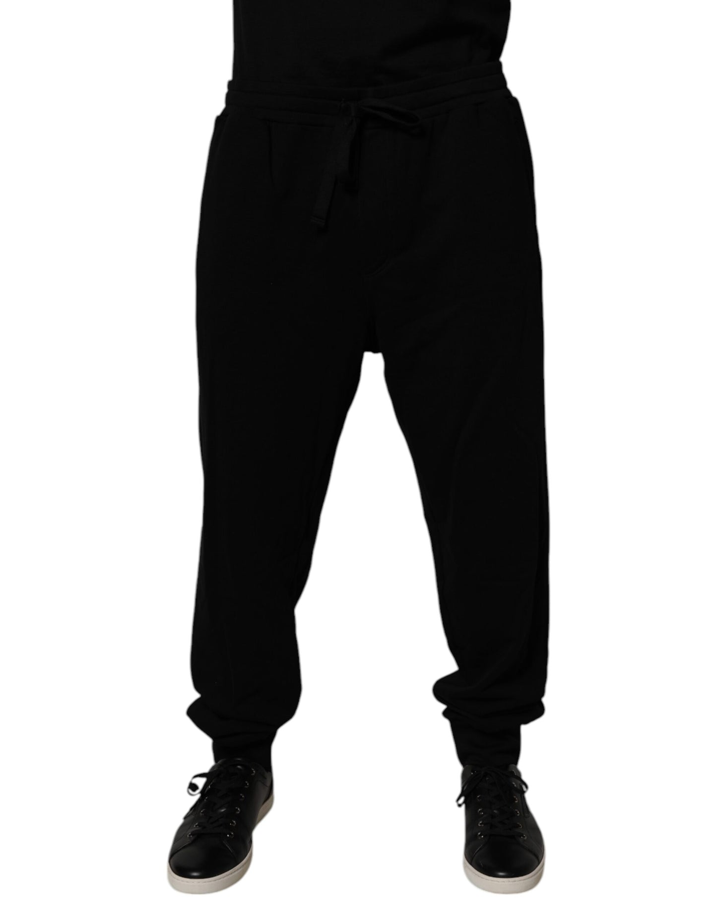Dolce &amp; Gabbana svarta bomullsjoggingbyxor med kronlogotyp