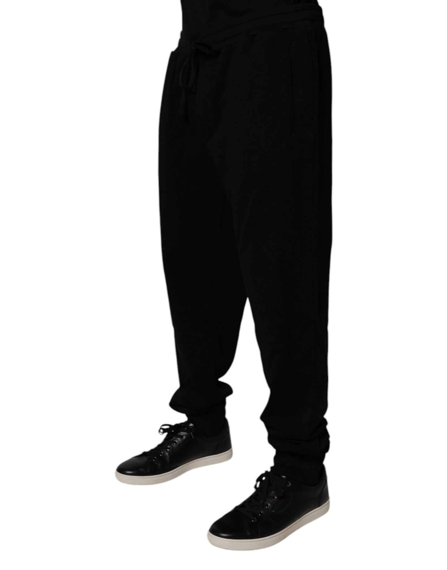 Dolce &amp; Gabbana svarta bomullsjoggingbyxor med kronlogotyp