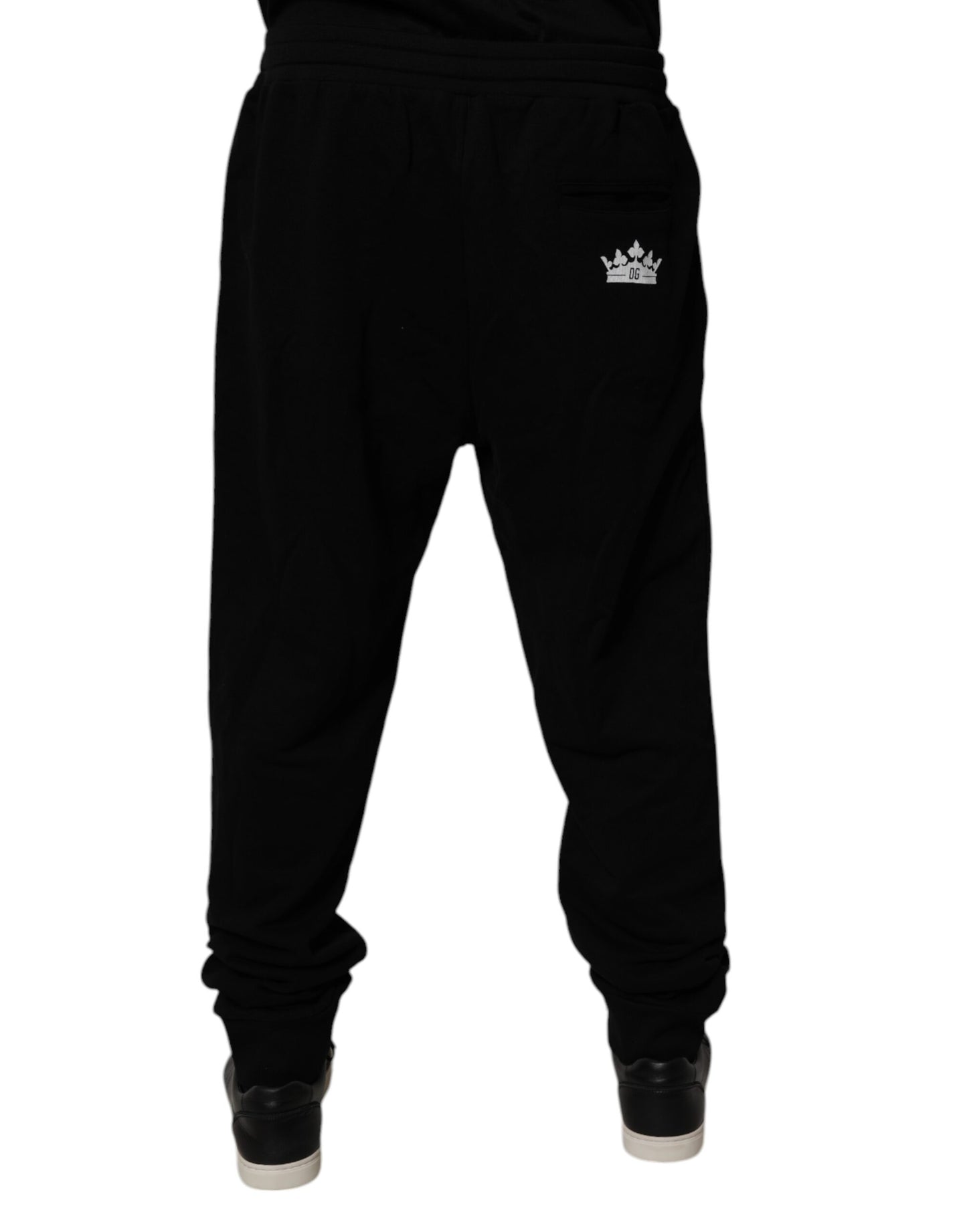 Dolce &amp; Gabbana svarta bomullsjoggingbyxor med kronlogotyp