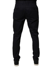 Dolce & Gabbana Dark Blue Cotton Tapered Formal Pants