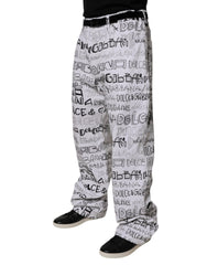 Dolce & Gabbana White Logo Print Straight Men Denim Jeans