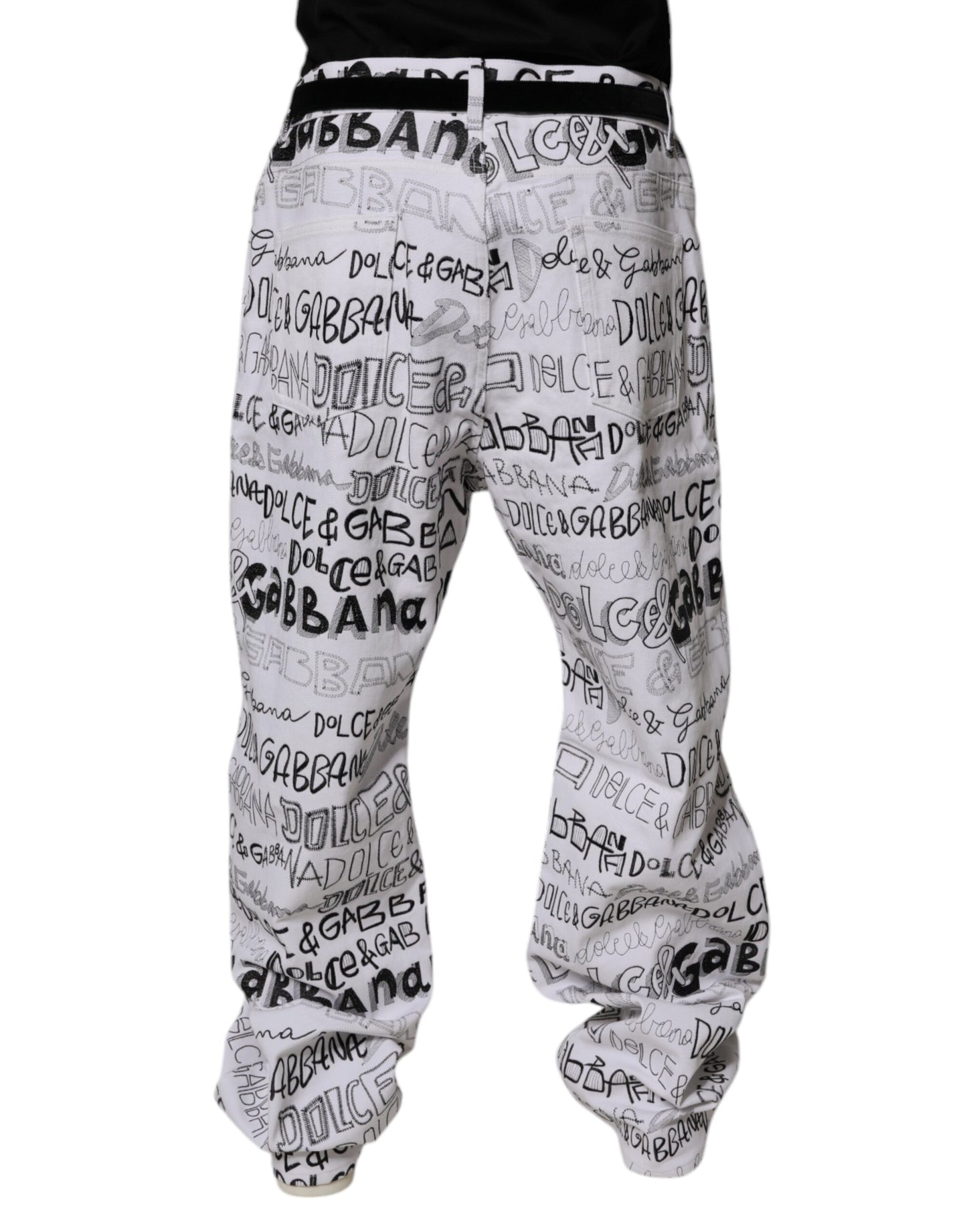 Dolce &amp; Gabbana Vita Raka Jeans Med Logotyptryck Herr