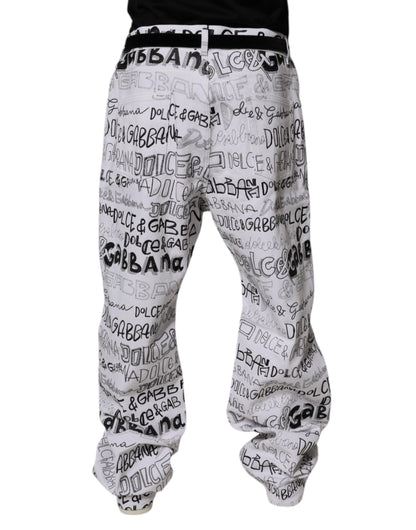 Dolce &amp; Gabbana Vita Raka Jeans Med Logotyptryck Herr
