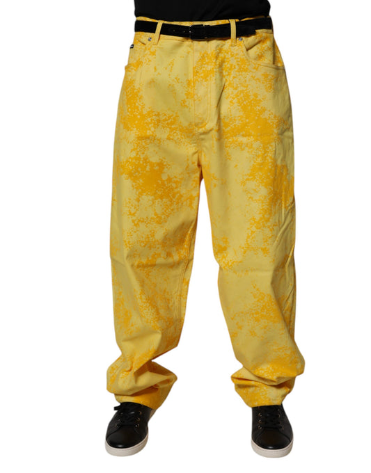 Dolce &amp; Gabbana Gula Tie Dye Bomull Raka Jeans