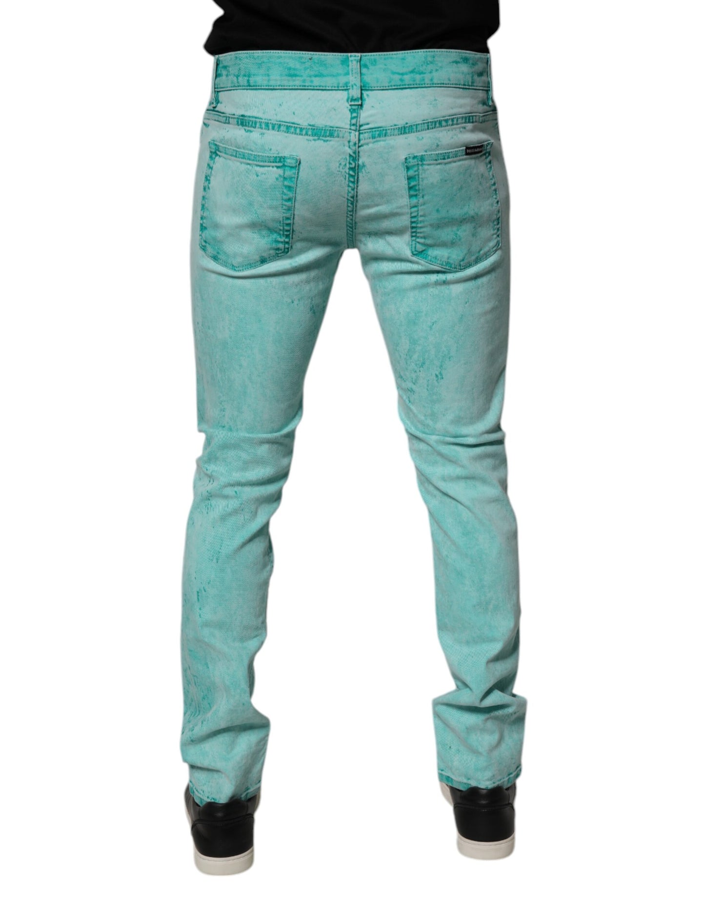 Dolce &amp; Gabbana Gröna Tie Dye Bomull Skinny Herrjeans