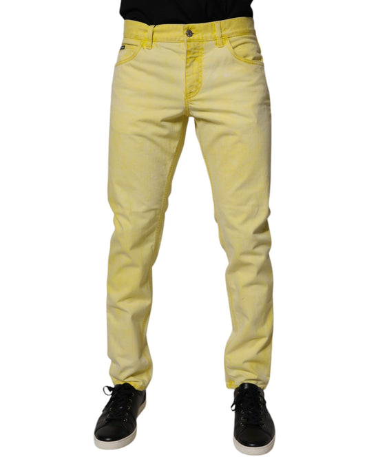 Dolce &amp; Gabbana Gula Bomullsstretchiga Skinny Jeans För Herr