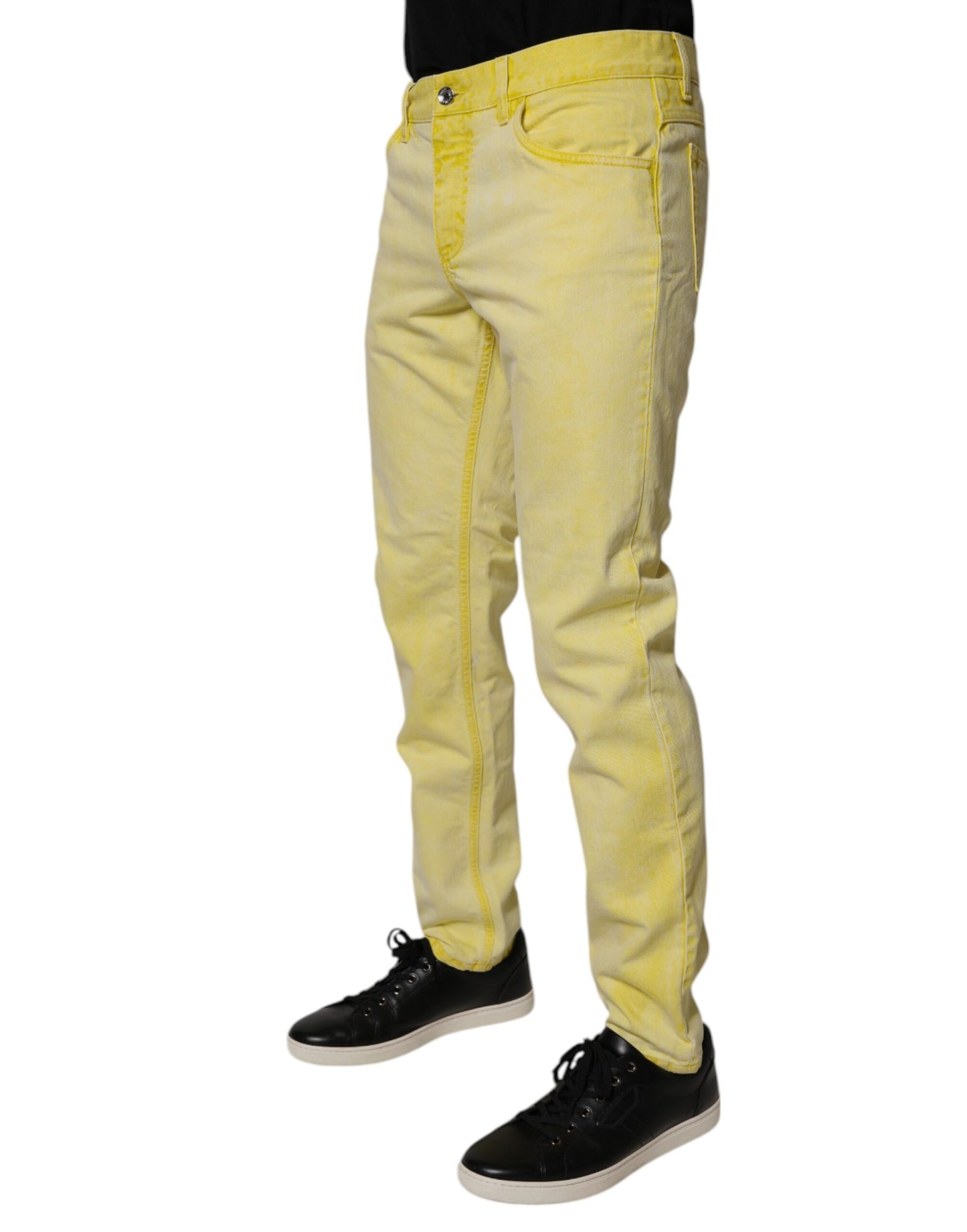 Dolce &amp; Gabbana Gula Bomullsstretchiga Skinny Jeans För Herr