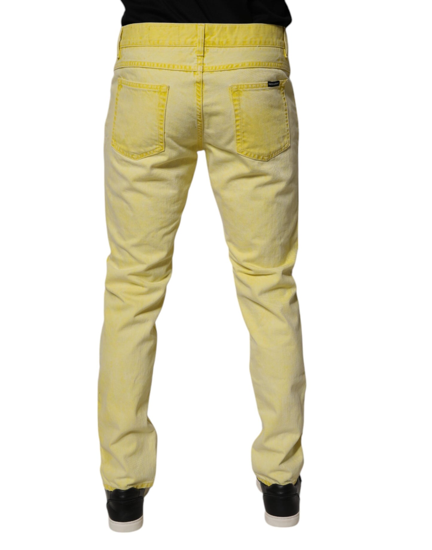 Dolce &amp; Gabbana Gula Bomullsstretchiga Skinny Jeans För Herr