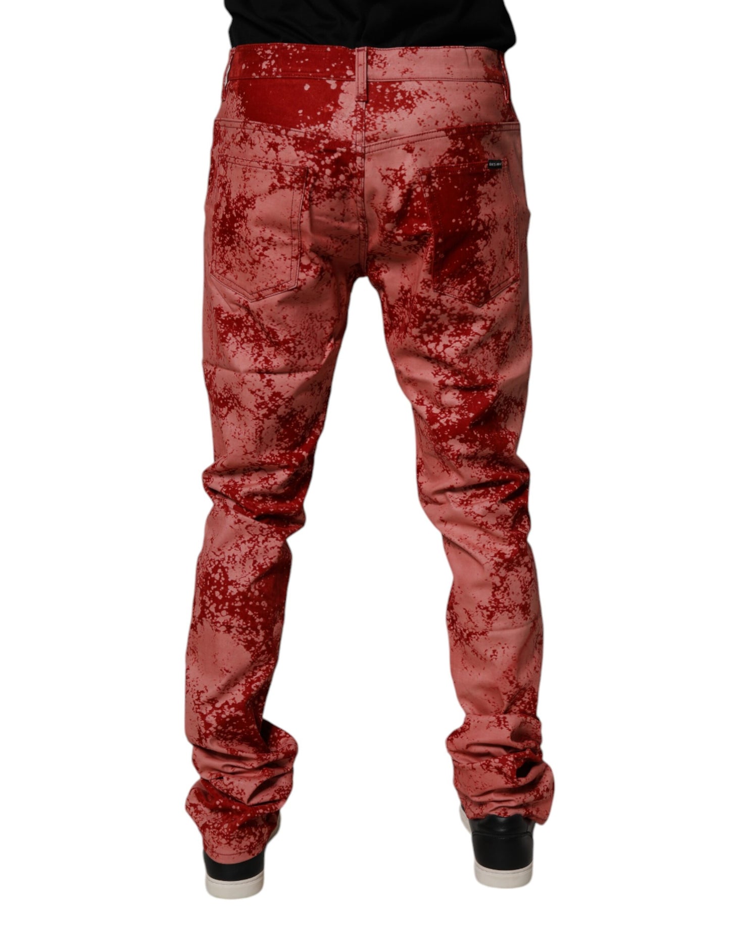 Dolce &amp; Gabbana Röda Tie Dye Bomull Skinny Herrjeans