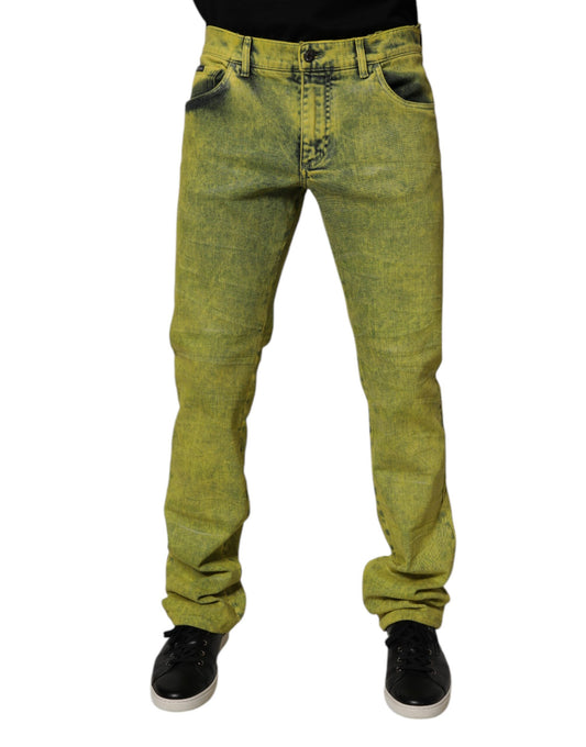 Dolce &amp; Gabbana Gula Bomullsstretchiga Skinny Jeans För Herr