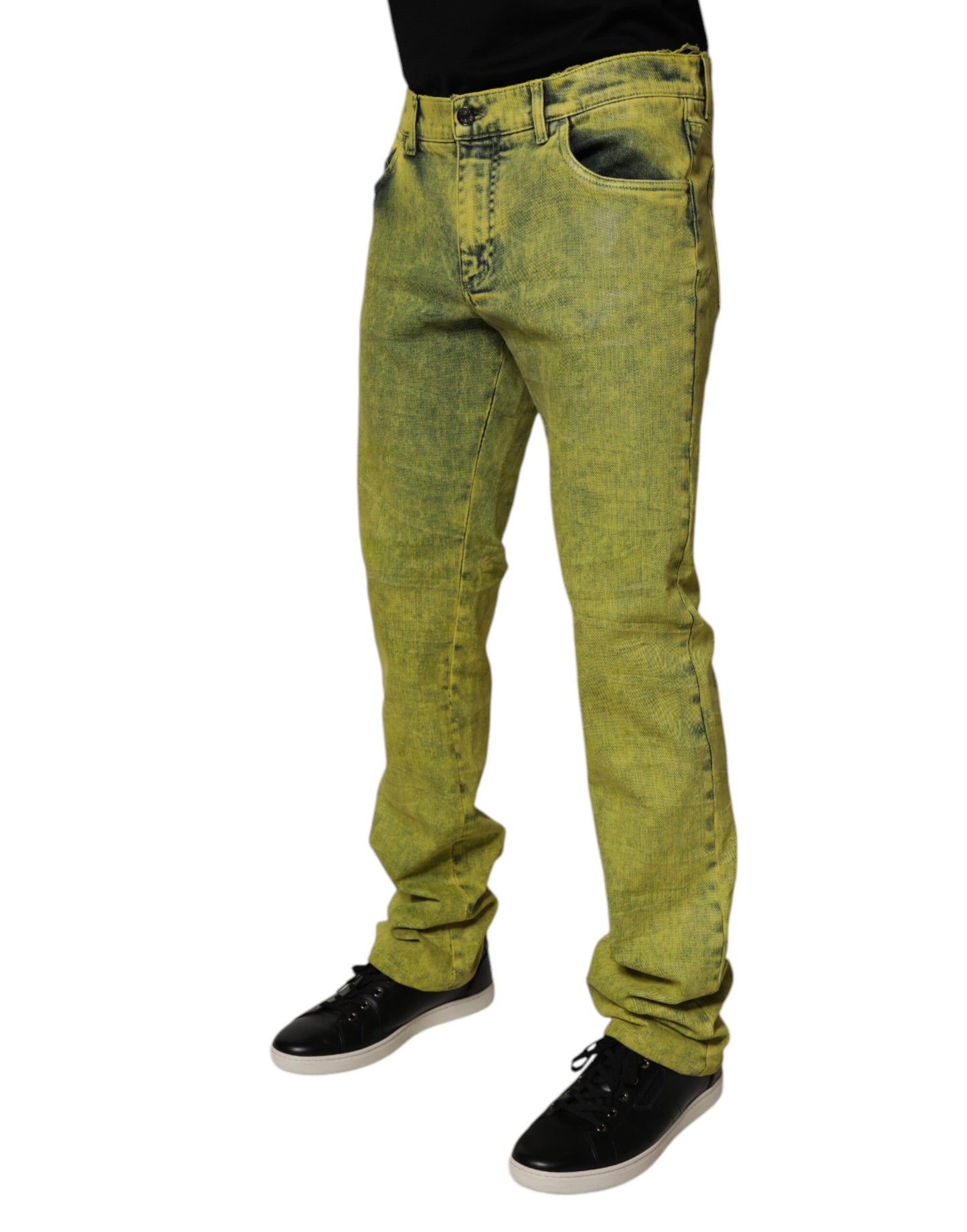 Dolce &amp; Gabbana Gula Bomullsstretchiga Skinny Jeans För Herr
