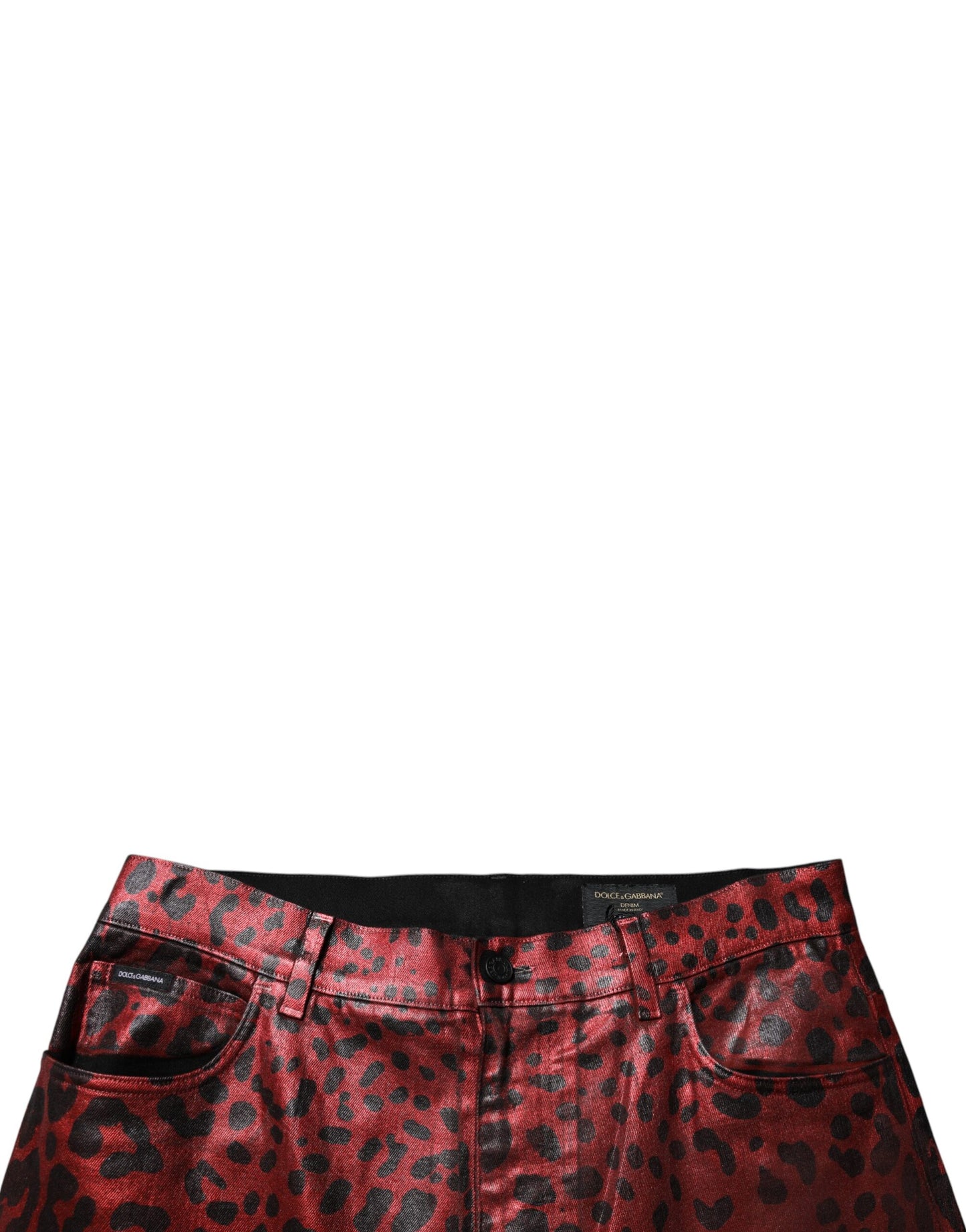 Dolce &amp; Gabbana Röda Leopard Bomull Raka Herrjeans