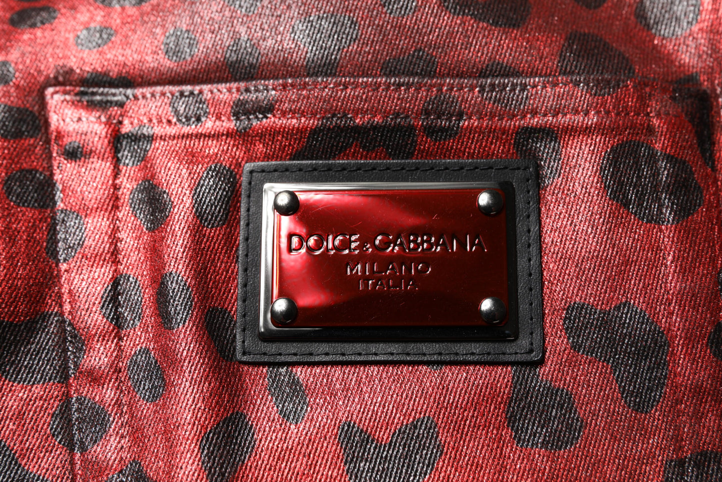 Dolce &amp; Gabbana Röda Leopard Bomull Raka Herrjeans