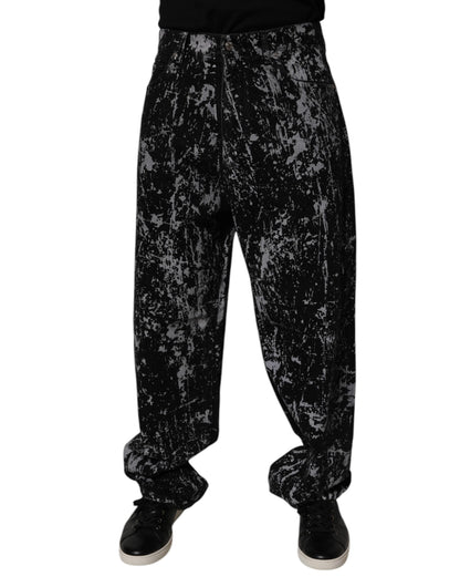 Dolce &amp; Gabbana Svarta Tie Dye Bomull Raka Herrjeans