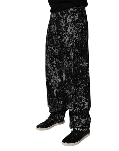 Dolce &amp; Gabbana Svarta Tie Dye Bomull Raka Herrjeans