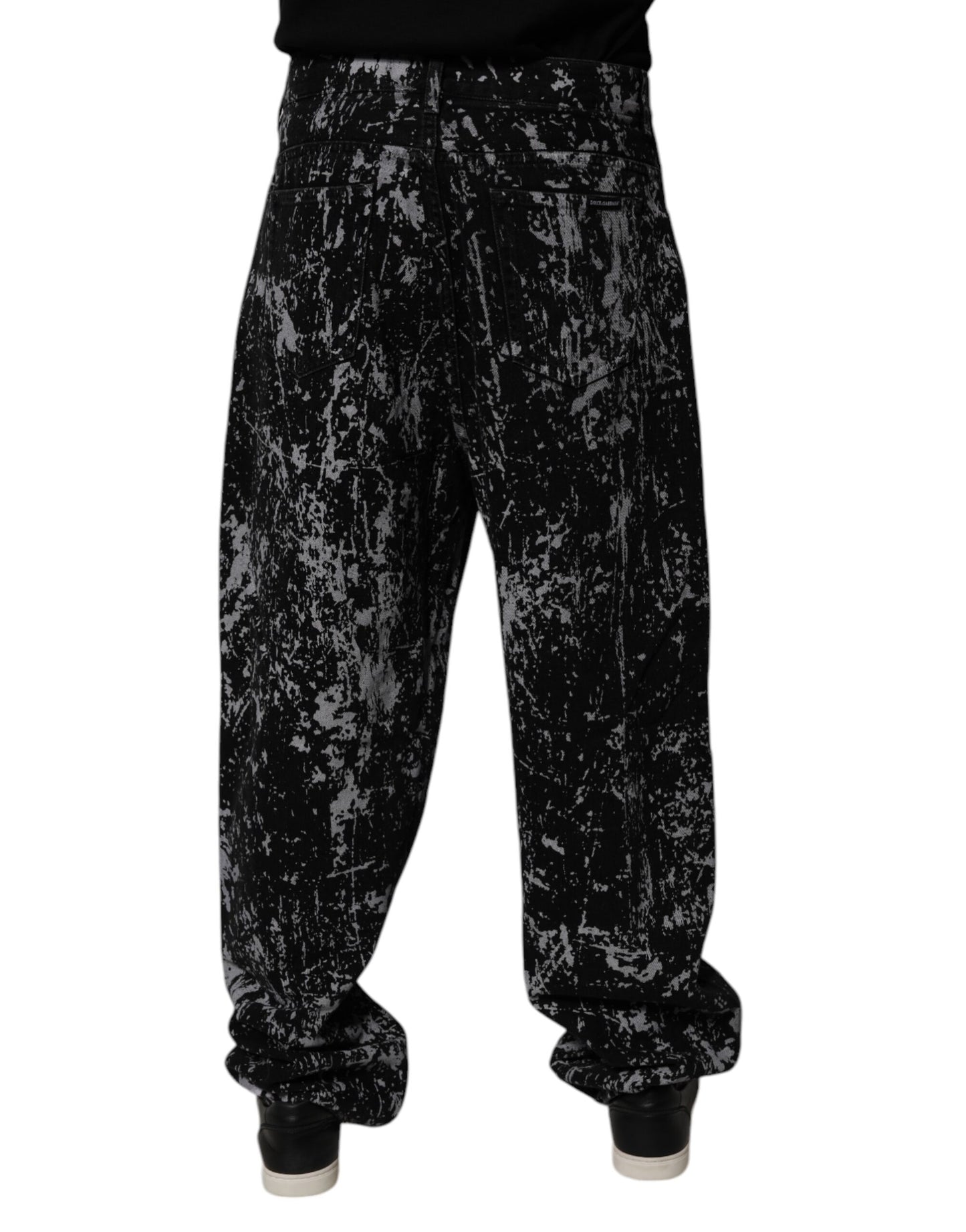 Dolce &amp; Gabbana Svarta Tie Dye Bomull Raka Herrjeans