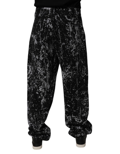 Dolce &amp; Gabbana Svarta Tie Dye Bomull Raka Herrjeans