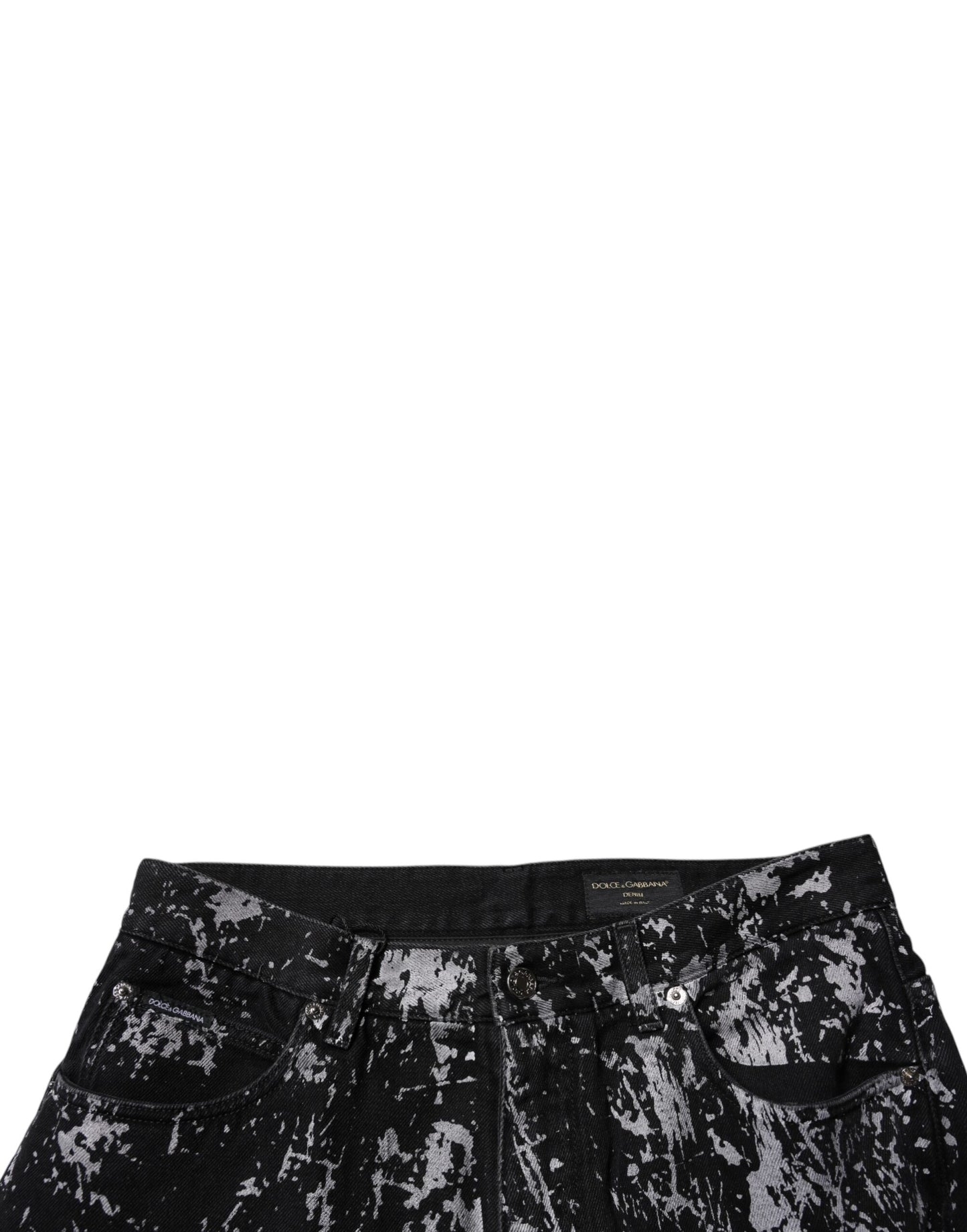 Dolce &amp; Gabbana Svarta Tie Dye Bomull Raka Herrjeans